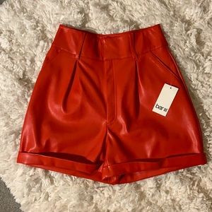 Bar lll Super high wasted red faux leather shorts